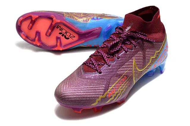 Nike Phantom GT Violet Bleu Haut-coupé Col de chaussette Sola translucide Terrain ferme Chaussures de football 6