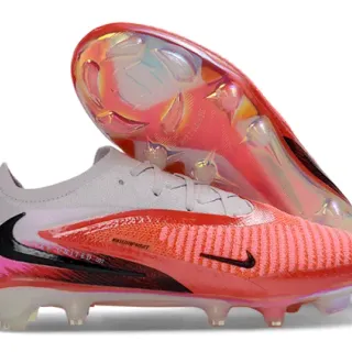Nike Phantom GT Red Pink Low-Cut Knit Upper Textured Forefoot Cage Firm-Ground Soccer Shoes