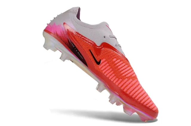 Nike Phantom GT Red Pink Low-Cut Knit Upper Textured Forefoot Cage Firm-Ground Soccer Shoes 2