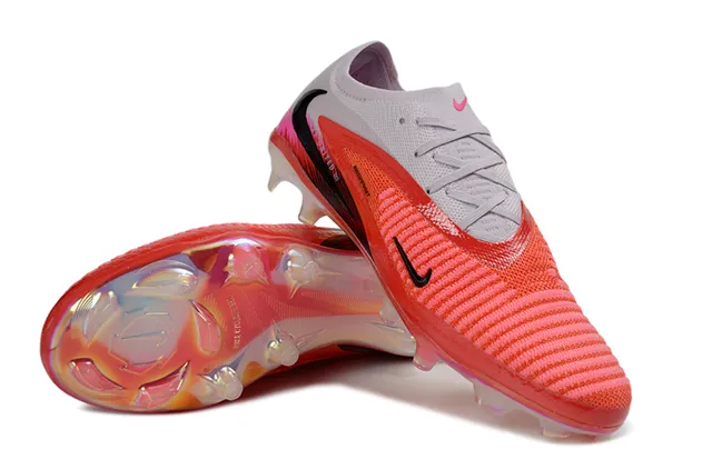 Nike Phantom GT Red Pink Low-Cut Knit Upper Textured Forefoot Cage Firm-Ground Soccer Shoes 4