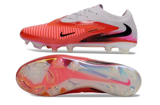 Nike Phantom GT Red Pink Low-Cut Knit Upper Textured Forefoot Cage Firm-Ground Soccer Shoes 6
