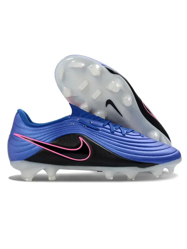 Nike Phantom GT Branco e Azul Textura Ribeteada no Forefoot Cadarço Assimétrico Chuteiras de Futebol para Gramado Firme 6