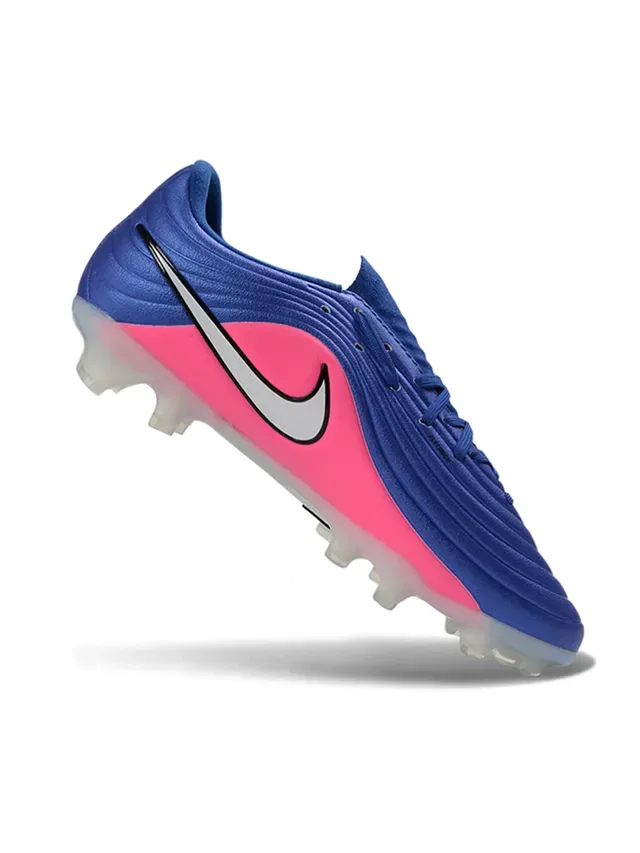 Nike Phantom GT Branco e Azul Textura Ribeteada no Forefoot Cadarço Assimétrico Chuteiras de Futebol para Gramado Firme 7