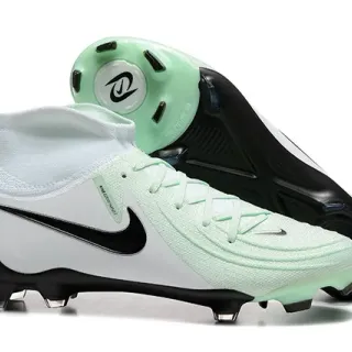 Nike Phantom GT White Green High-Cut Knit Upper Asymmetrical Lacing Firm-Ground Soccer Shoes