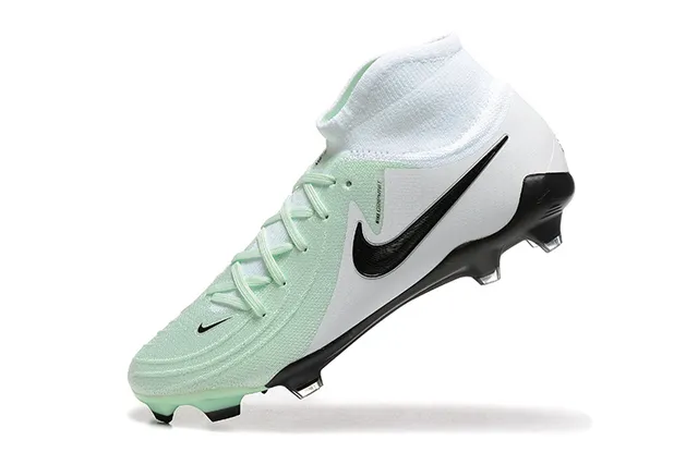 Nike Phantom GT White Green High-Cut Knit Upper Asymmetrical Lacing Firm-Ground Soccer Shoes 5