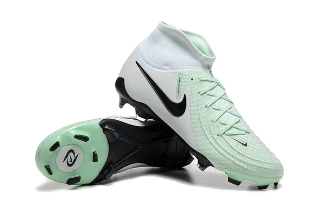 Nike Phantom GT White Green High-Cut Knit Upper Asymmetrical Lacing Firm-Ground Soccer Shoes 6