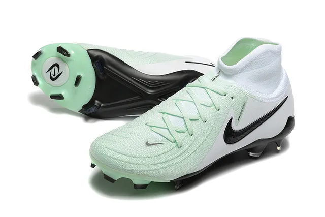 Nike Phantom GT White Green High-Cut Knit Upper Asymmetrical Lacing Firm-Ground Soccer Shoes 7