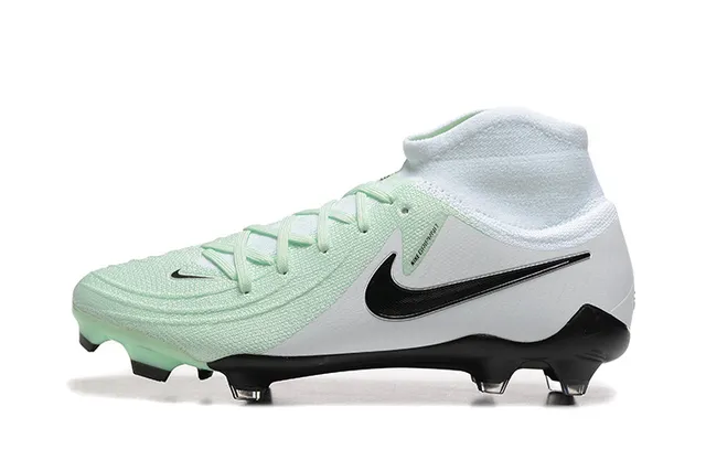 Nike Phantom GT White Green High-Cut Knit Upper Asymmetrical Lacing Firm-Ground Soccer Shoes 10