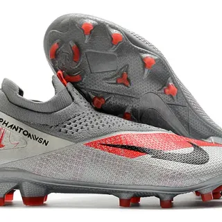 Nike Phantom VSN Gray and Red Firm-Ground Soccer Shoes