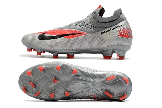 Nike Phantom VSN Gray and Red Firm-Ground Soccer Shoes 13