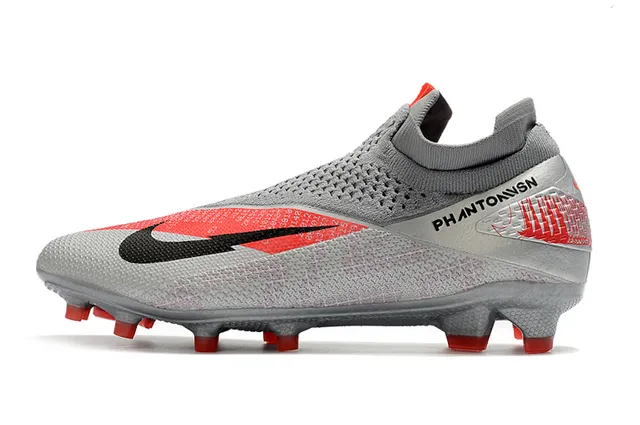 Nike Phantom VSN Gray and Red Firm-Ground Soccer Shoes 16