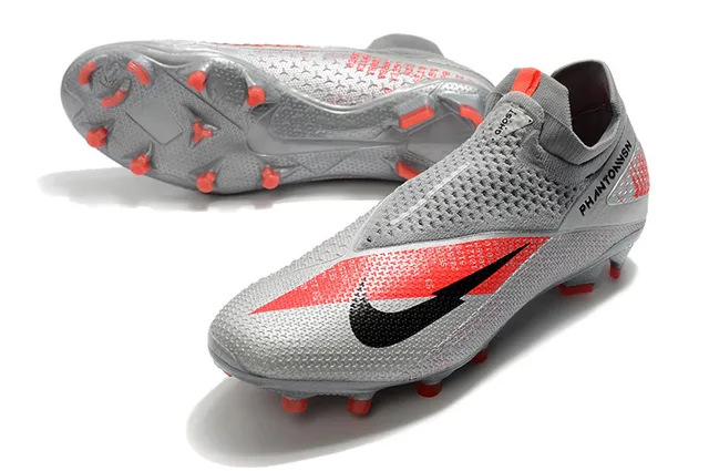 Nike Phantom VSN Gray and Red Firm-Ground Soccer Shoes 17