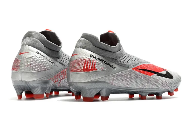 Nike Phantom VSN Gray and Red Firm-Ground Soccer Shoes 18