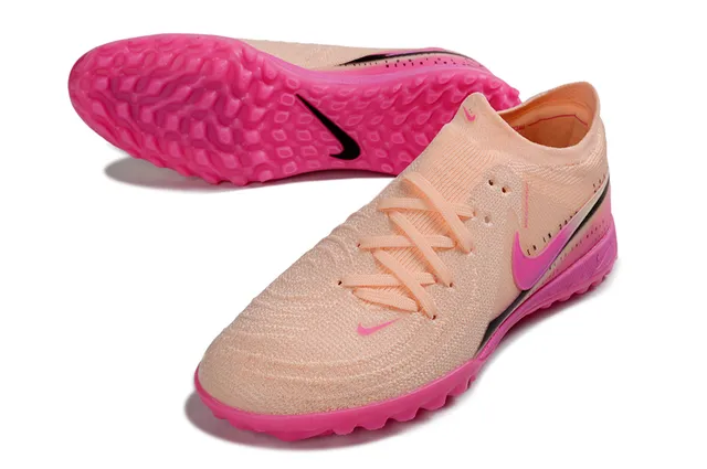 Nike Pink Beige Knit Upper Gradient Turf Soccer Shoes 4