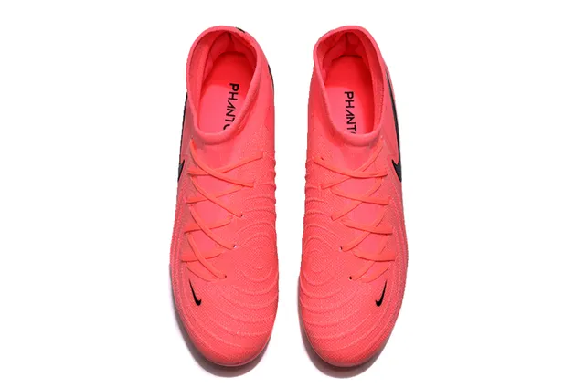 Nike Pink Black High-Cut Knit Collar Textured Synthetic Forefoot Cage Firm-Ground Soccer Shoes 2