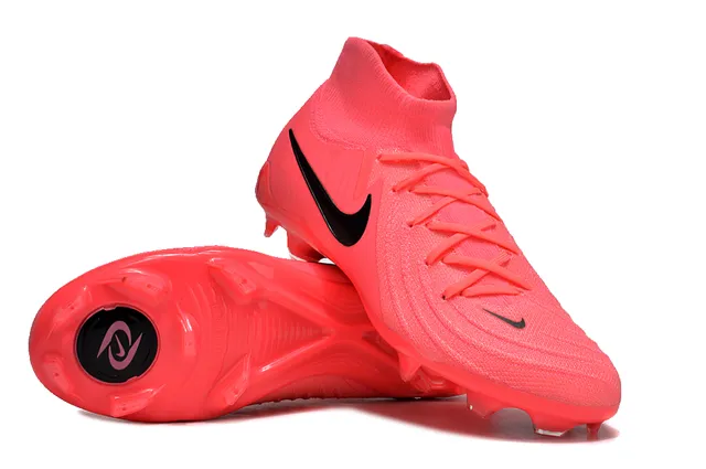 Nike Pink Black High-Cut Knit Collar Textured Synthetic Forefoot Cage Firm-Ground Soccer Shoes 3