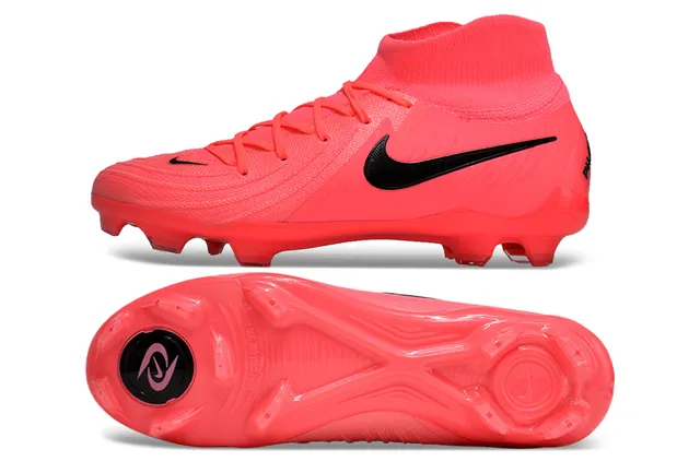 Nike Pink Black High-Cut Knit Collar Textured Synthetic Forefoot Cage Firm-Ground Soccer Shoes 5