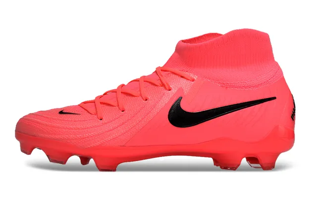 Nike Pink Black High-Cut Knit Collar Textured Synthetic Forefoot Cage Firm-Ground Soccer Shoes 8