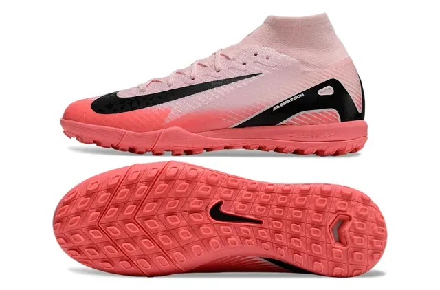 Nike Zapatos de Fútbol Negro y Rosa Alto-Corte Ajuste Calcetín Upper Gradient Turf 5