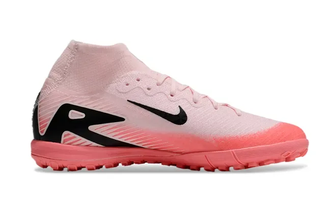 Nike Zapatos de Fútbol Negro y Rosa Alto-Corte Ajuste Calcetín Upper Gradient Turf 7