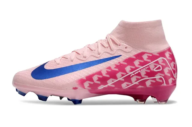 Nike Chaussures de Football Rose Bleu Haute Coupe Collet Chaussette Tissu Synthétique Motif Sol Ferme 6