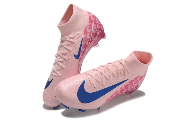 Nike Chaussures de Football Rose Bleu Haute Coupe Collet Chaussette Tissu Synthétique Motif Sol Ferme 7