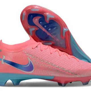 Nike Pink Blue Knitted Upper Low-Cut Collar Firm-Ground Soccer Shoes