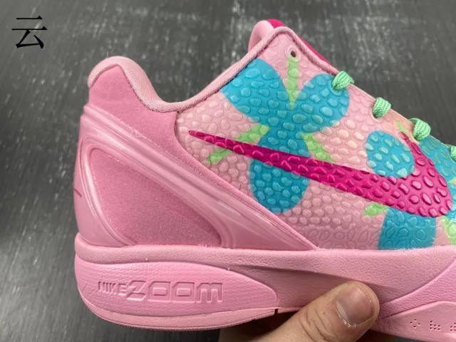 Nike Pink Blue Low-Top Silhouette Textured Floral-Patterned Upper Basketball Shoes 2