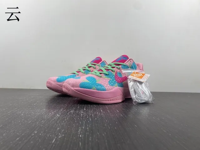 Nike Pink Blue Low-Top Silhouette Textured Floral-Patterned Upper Basketball Shoes 11