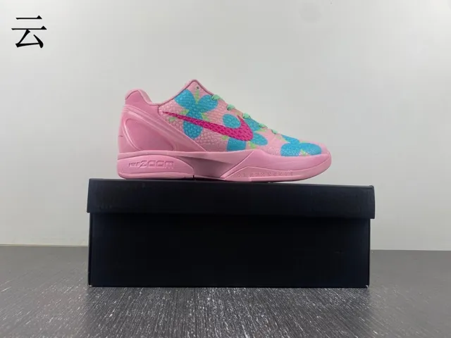 Nike Pink Blue Low-Top Silhouette Textured Floral-Patterned Upper Basketball Shoes 15