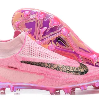 Nike Pink Purple Sock-Fit Collar Iridescent Translucent Sole Firm-Ground Soccer Shoes