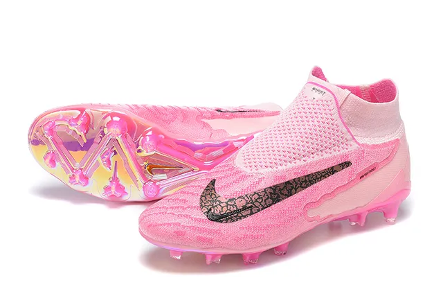 Nike Pink Purple Sock-Fit Collar Iridescent Translucent Sole Firm-Ground Soccer Shoes 7