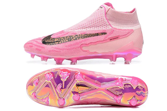 Nike Pink Purple Sock-Fit Collar Iridescent Translucent Sole Firm-Ground Soccer Shoes 9