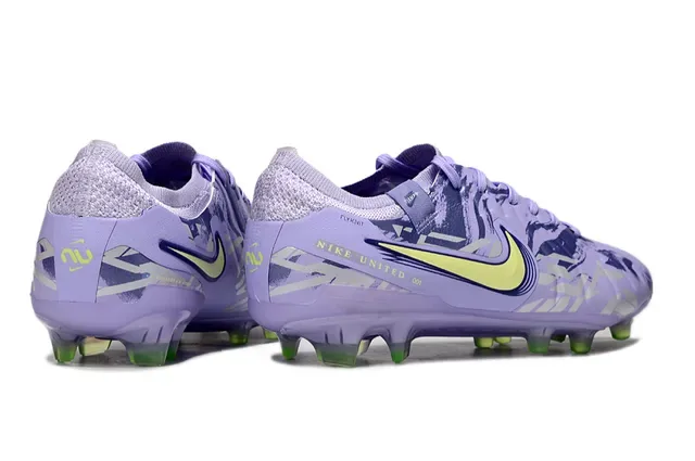 Nike Purple Yellow Low-Cut Football Boot Synthetic Overlay Pattern Firm-Ground Soccer Shoes 5