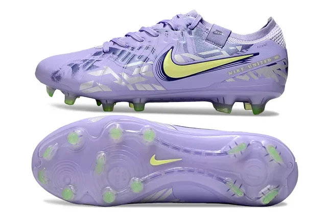 Nike Purple Yellow Low-Cut Football Boot Synthetic Overlay Pattern Firm-Ground Soccer Shoes 6