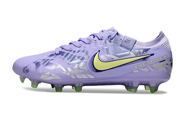 Nike Purple Yellow Low-Cut Football Boot Synthetic Overlay Pattern Firm-Ground Soccer Shoes 7