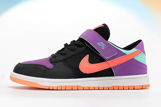 Nike SB Dunk Low Negro Púrpura Naranja Zapatos de Skateboard 7
