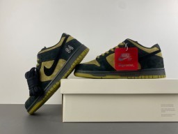 Nike SB Dunk Low Chaussures de Skateboard Vert Foncé et Jaune Moutarde 14