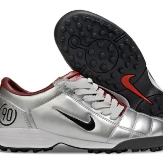 Nike Plata Burdeos Metálico Sintético Superior Costurado Construcción Vamp Calzado de Fútbol Turf