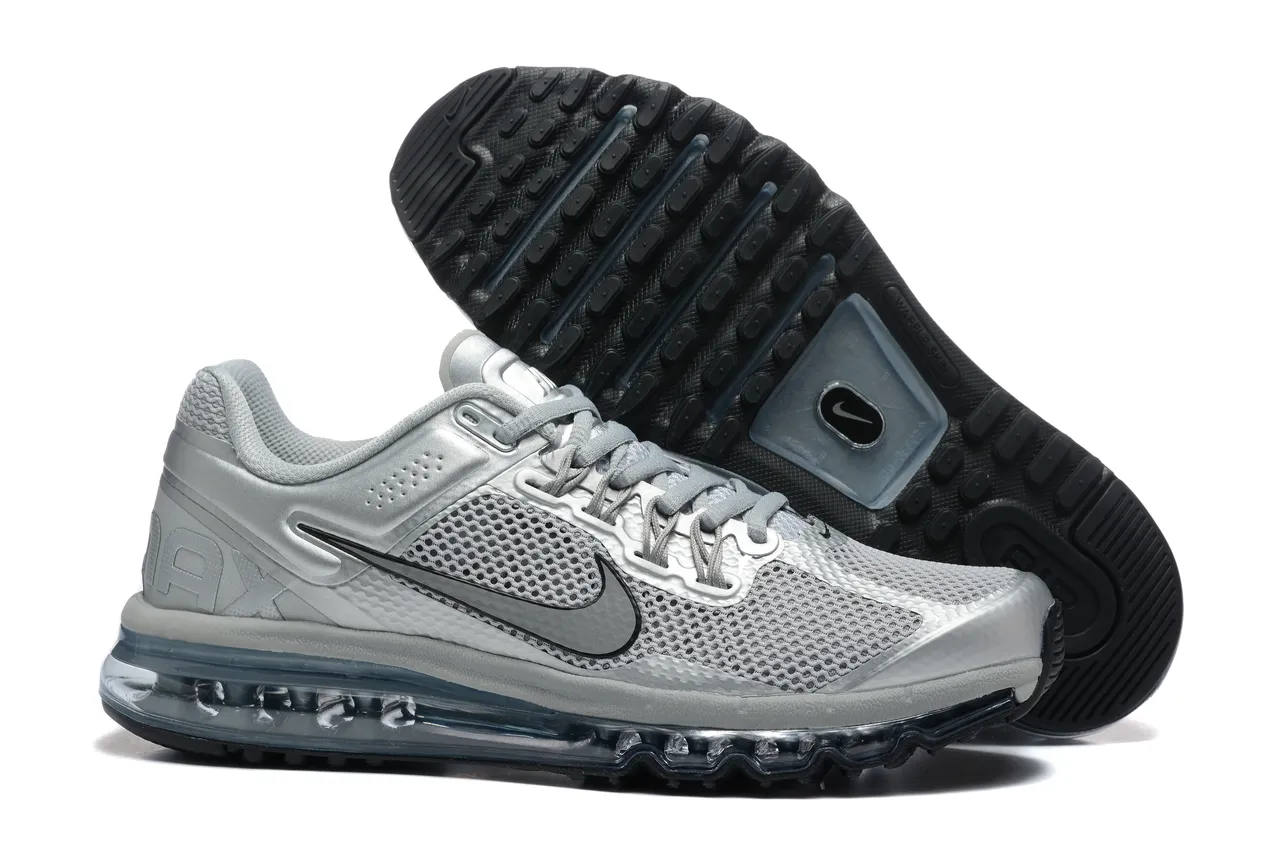 Nike Silver Gray Metallic Upper Perforated Mesh Running Shoes 6