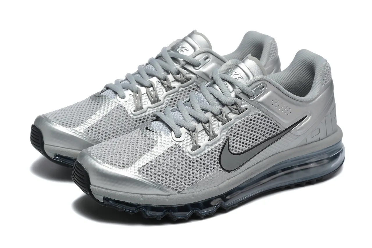 Nike Silver Gray Metallic Upper Perforated Mesh Running Shoes 7