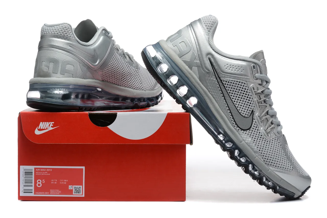 Nike Silver Gray Metallic Upper Perforated Mesh Running Shoes 8
