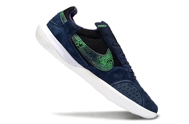 Nike Street Soccer Navy and Green Indoor Soccer Shoes 2
