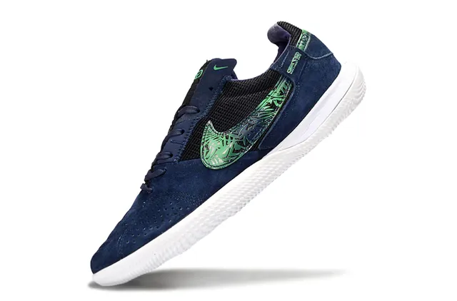 Nike Street Soccer Navy and Green Indoor Soccer Shoes 3
