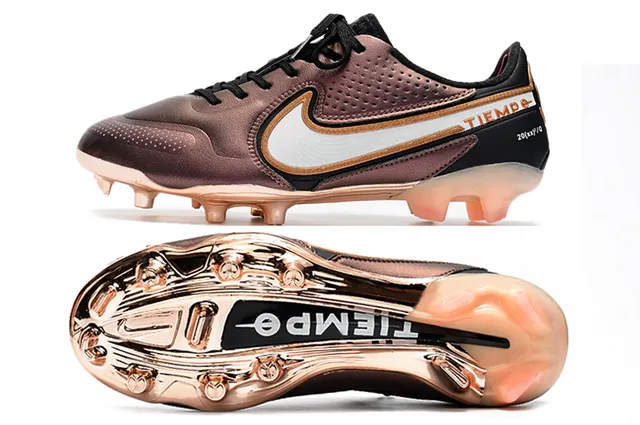 Nike Tiempo Or Noir Métallique Synthétique Supérieur Texture Perforée Ground Firme Chaussures de Football 23
