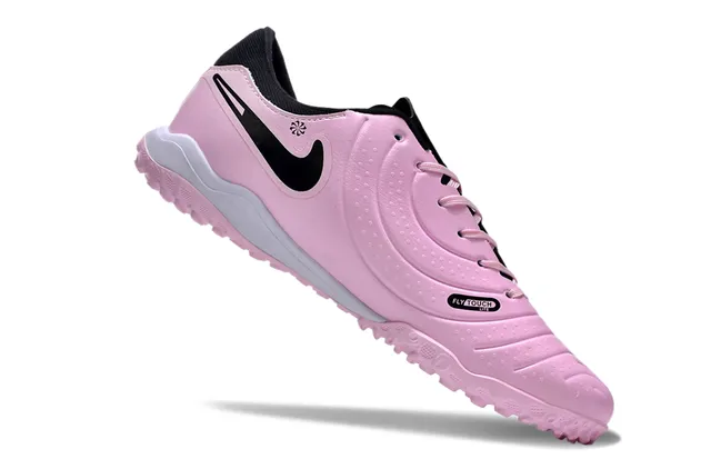 Nike Tiempo chaussures de football turf en cuir synthétique rose et noir, semelle moulée 4