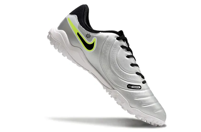 Nike Tiempo Blanc Vert Texturé Matelassé Supérieur Coupe Basse Silhouette Gazon Chaussures de Football 2