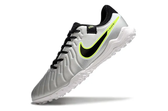 Nike Tiempo Blanc Vert Texturé Matelassé Supérieur Coupe Basse Silhouette Gazon Chaussures de Football 3