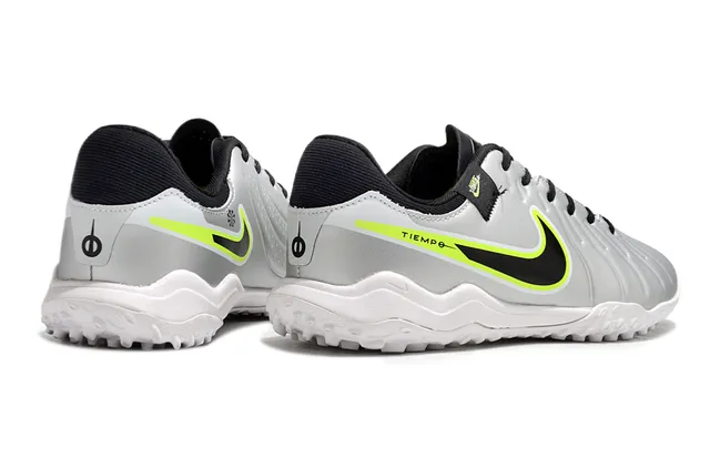 Nike Tiempo Blanc Vert Texturé Matelassé Supérieur Coupe Basse Silhouette Gazon Chaussures de Football 5