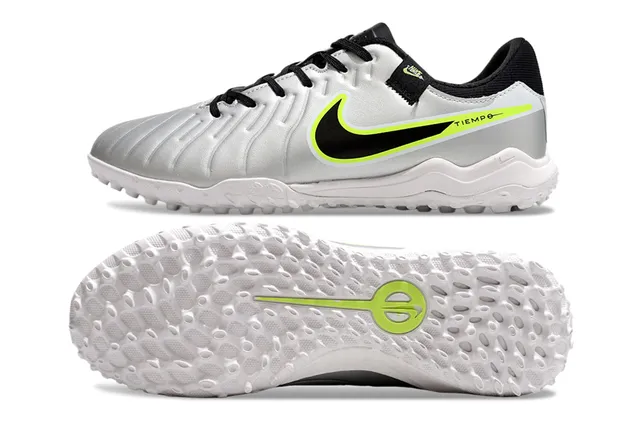Nike Tiempo Blanc Vert Texturé Matelassé Supérieur Coupe Basse Silhouette Gazon Chaussures de Football 6